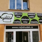 Polep prodejny Ráj lahůdek v Brně